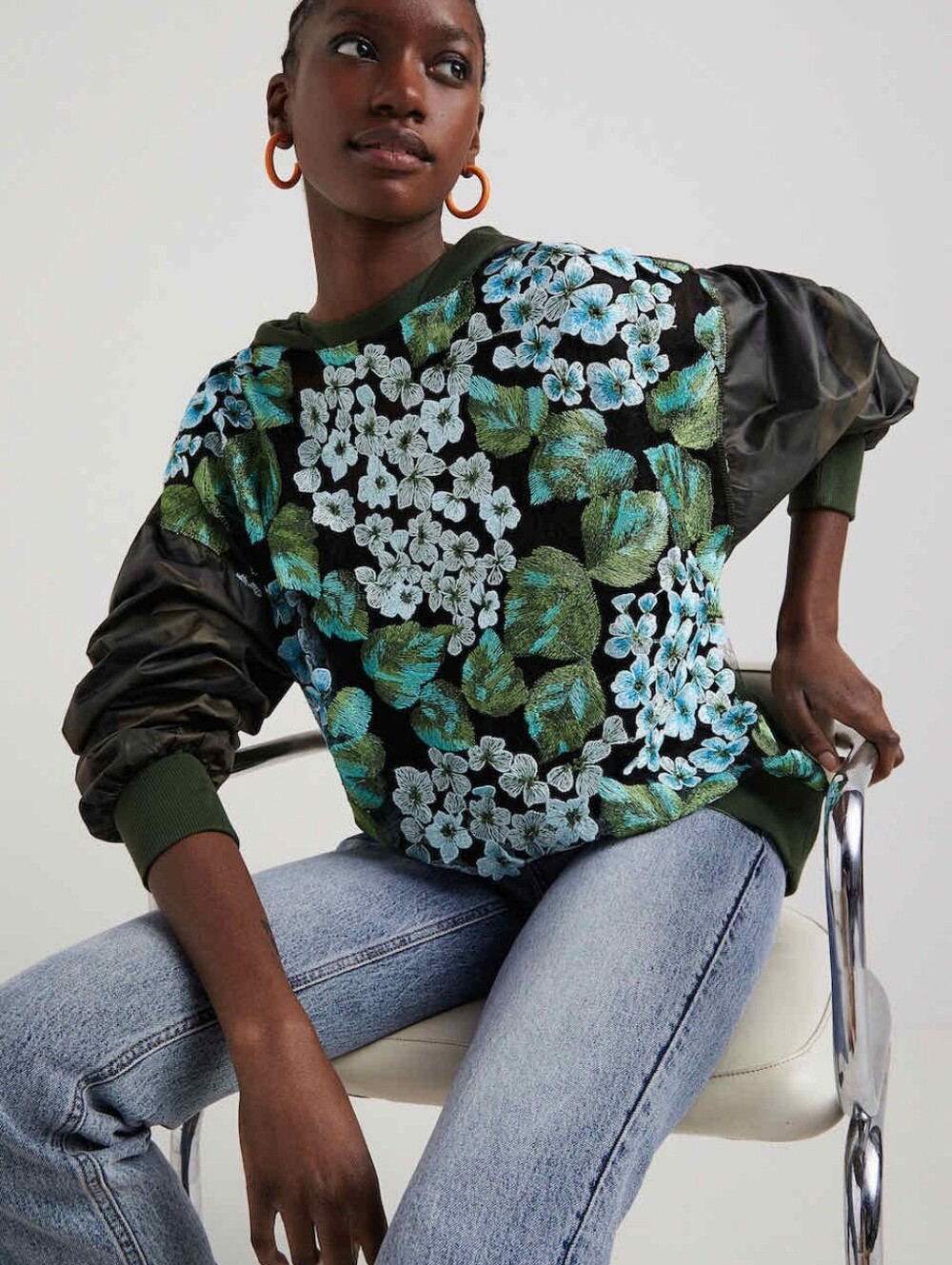 Desigual Embroidered Army Hooded Pullover
